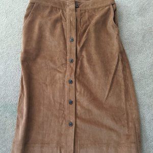 GAP Knee Length Button Front A Line Ribbed Skirt